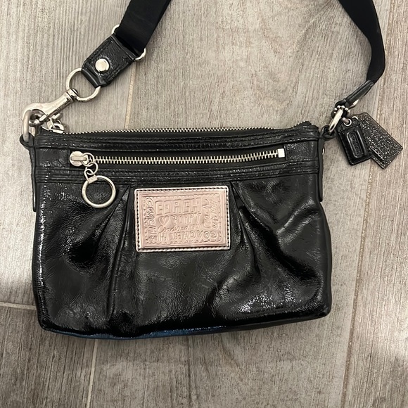 Y2k Coach Black Leather side bag - Picture 1 of 7